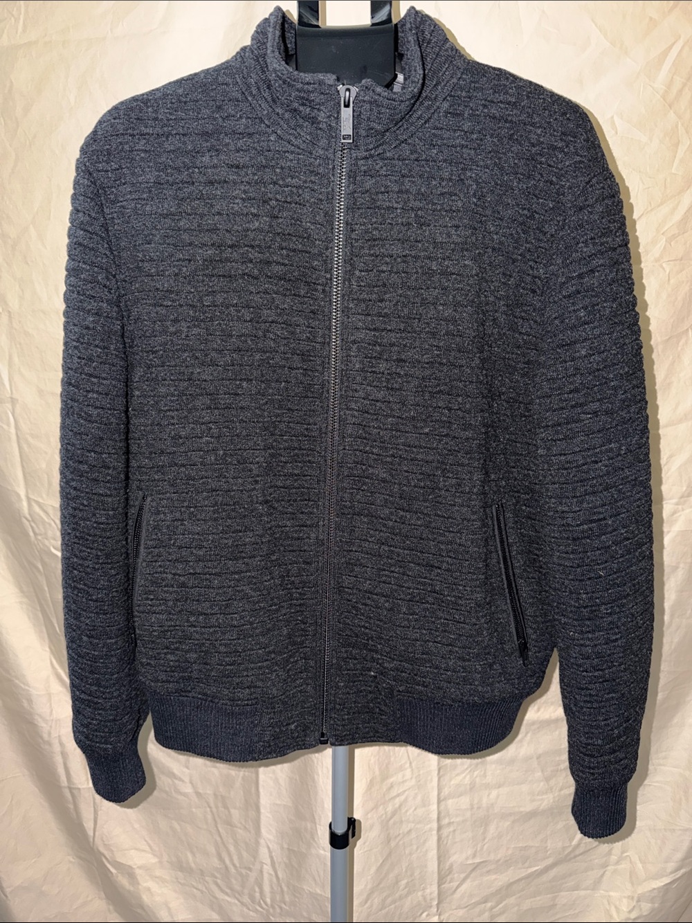 Rodd & Gunn Dark Gray Textured Full-Zip Sweater